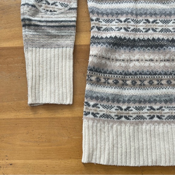 Vintage 2000's Y2K Striped Sweater Lambswool Long Crew Neck Elbow Patches Gold - Picture 5 of 8